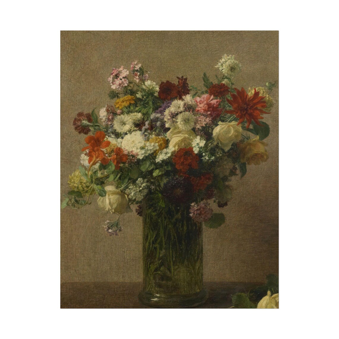 Garden Bouquet in Glass Vase Vintage Floral Oil Painting Poster - Image 4