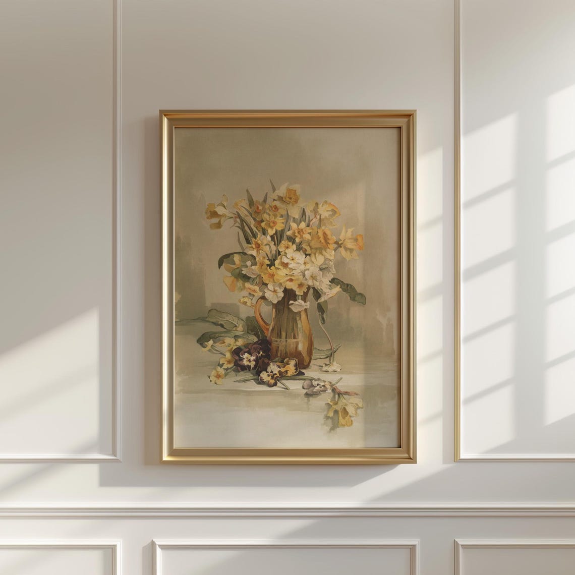 Yellow Daffodils In A Copper Jug Still Life Watercolor Print - Image 5