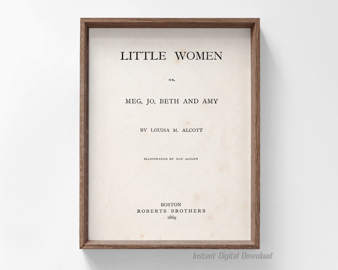 Louisa May Alcott Little Women 1869 First Edition Title Page Art Print