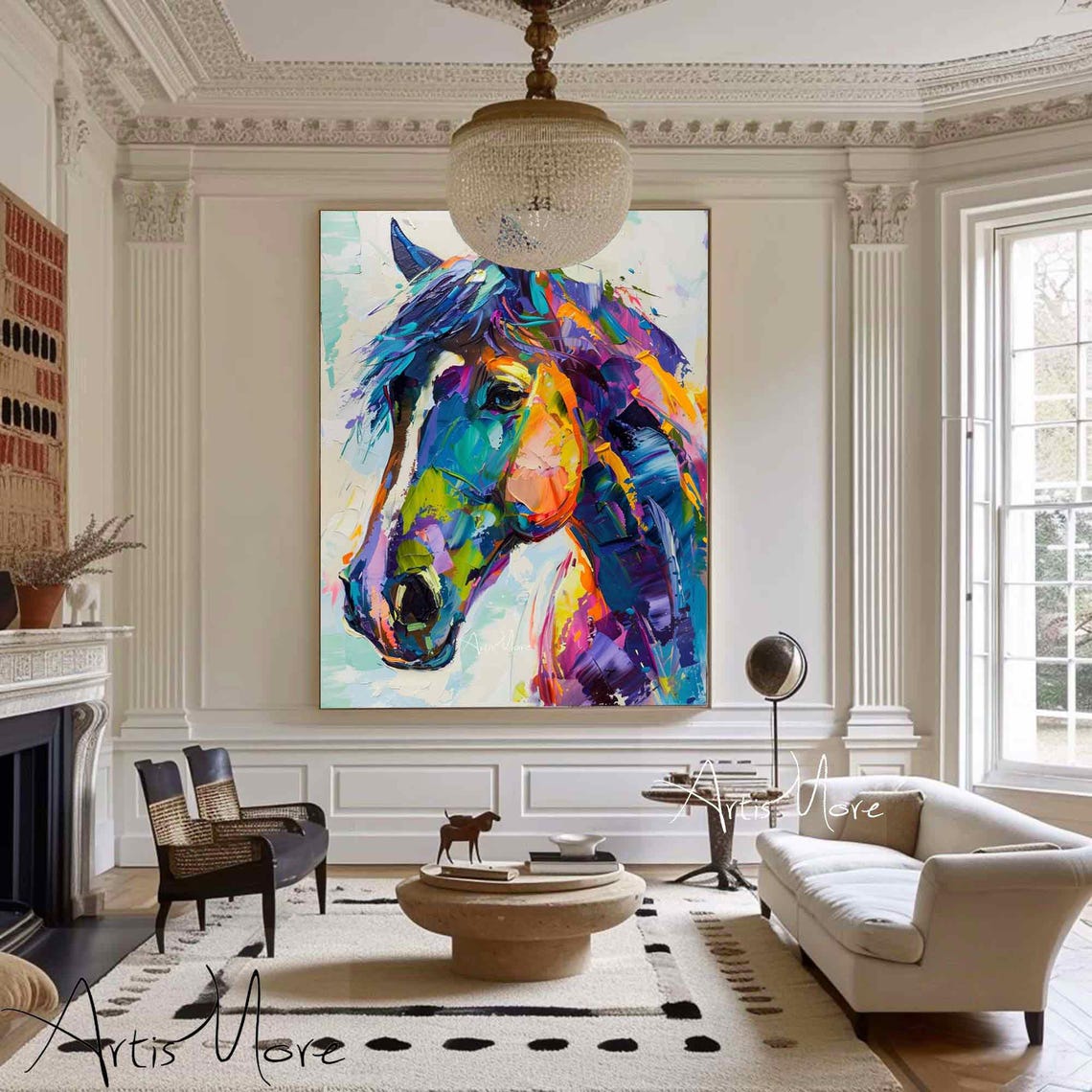 Rainbow Color Horse Head Abstract Portrait Vibrant Equine Art Poster - Image 2