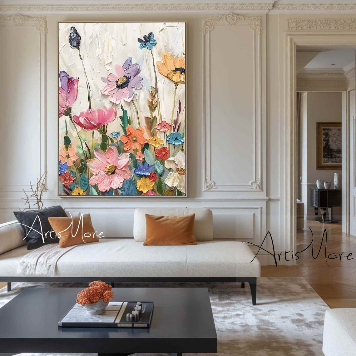 Colorful Spring Wildflower Bouquet Impasto Floral Texture Art Poster - Image 4