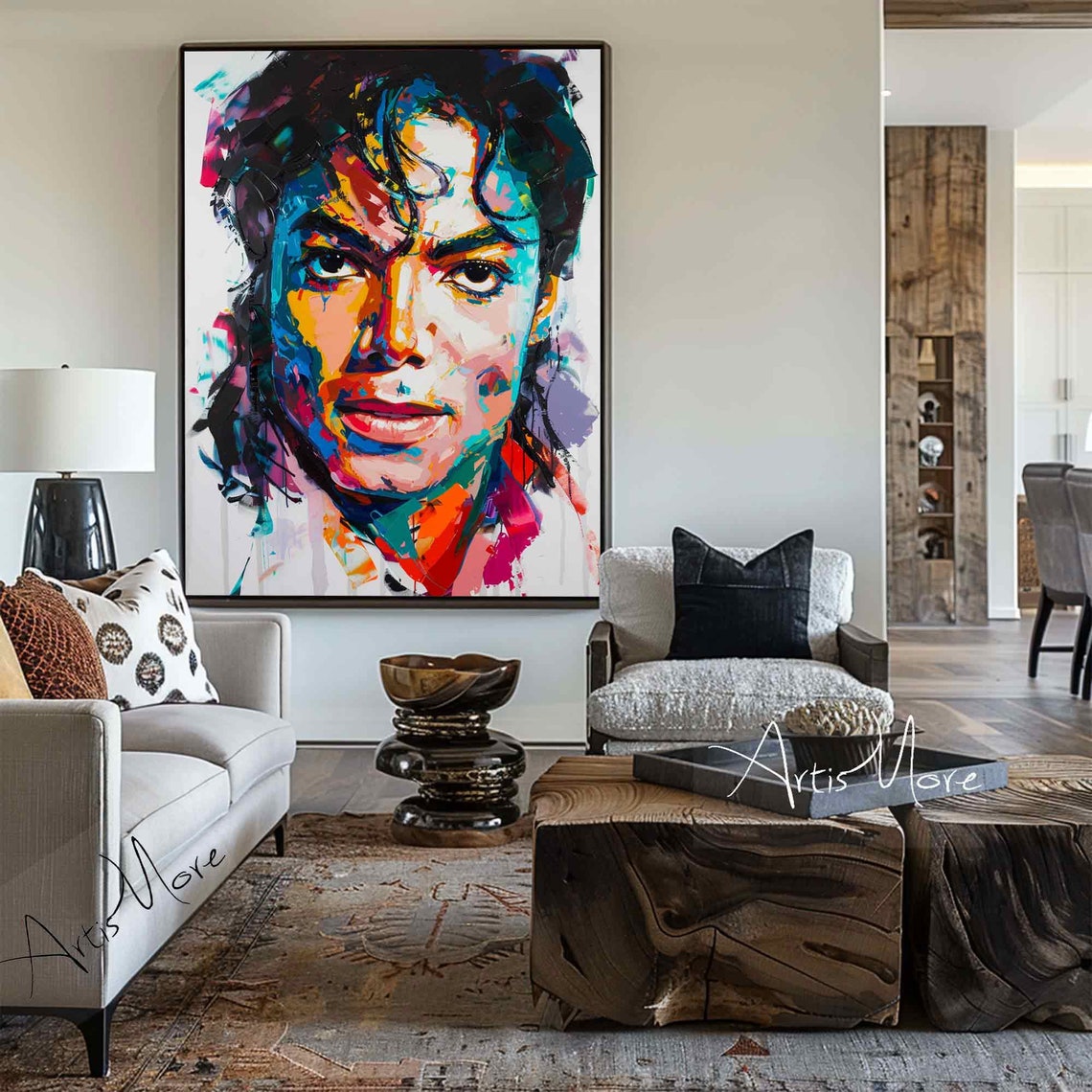Original Man Face Painting Male Portrait Wall Art Man Abstract Painting On Colorful Portrait Painting Large Male Figure Texture Art - Image 5