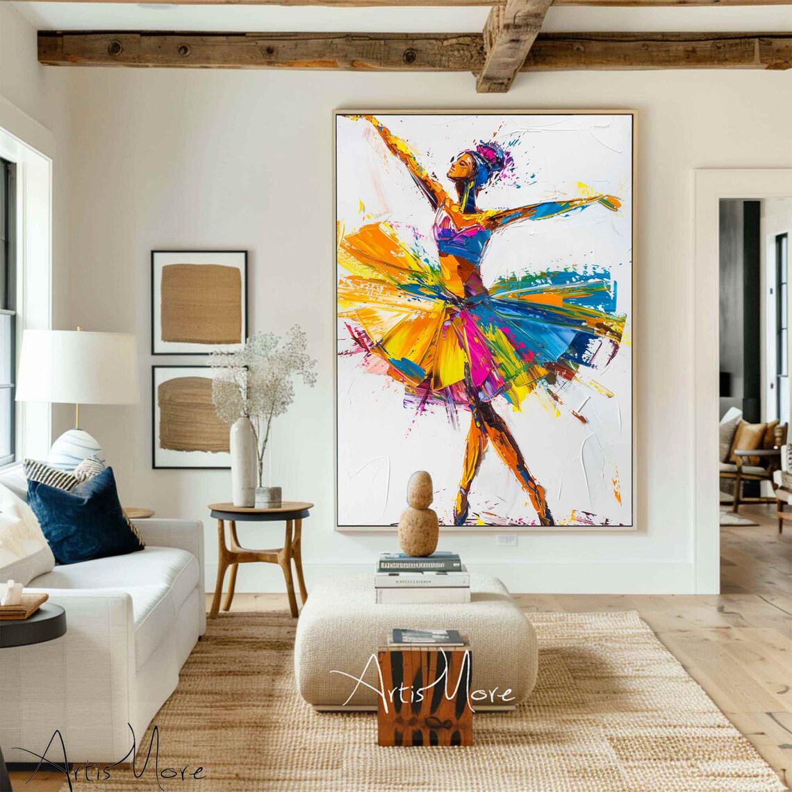 Colorful Ballerina Dancer Painting Abstract Ballet Figure Motion Wall Art - Image 5