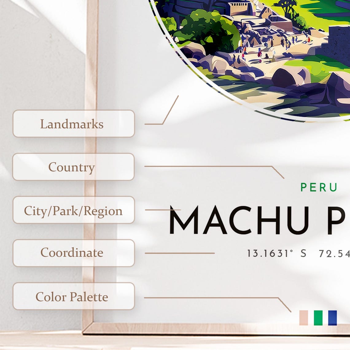 Machu Picchu Peru Sun Gate Inca Ruins Mountain Travel Poster - Image 2