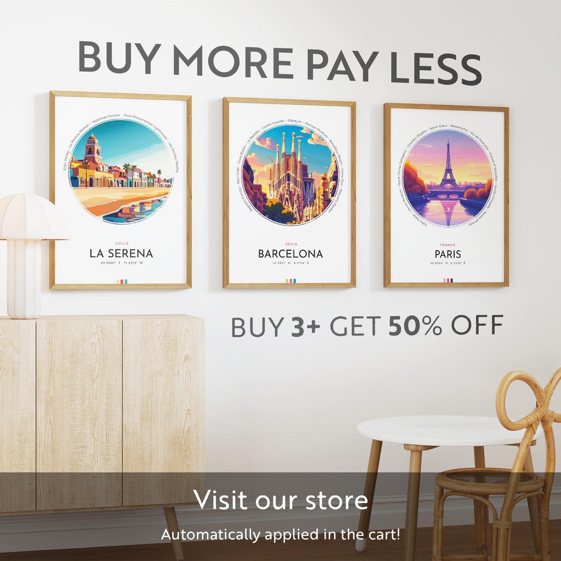 La Serena Chile Beachfront Colonial Street Sunset Travel Poster - Image 3