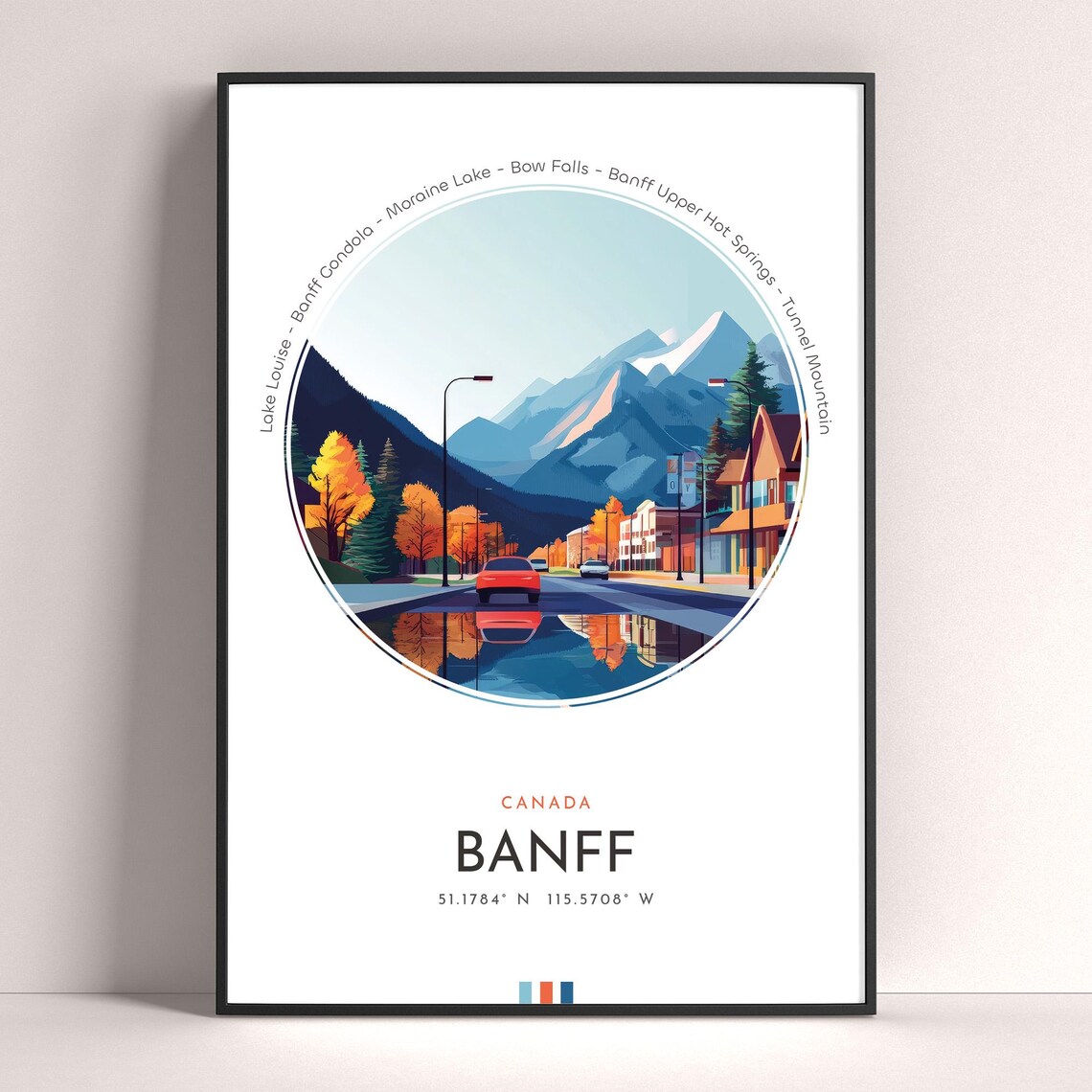 Banff Canada Scenic Rocky Mountain Town Street View Travel Poster - Image 4