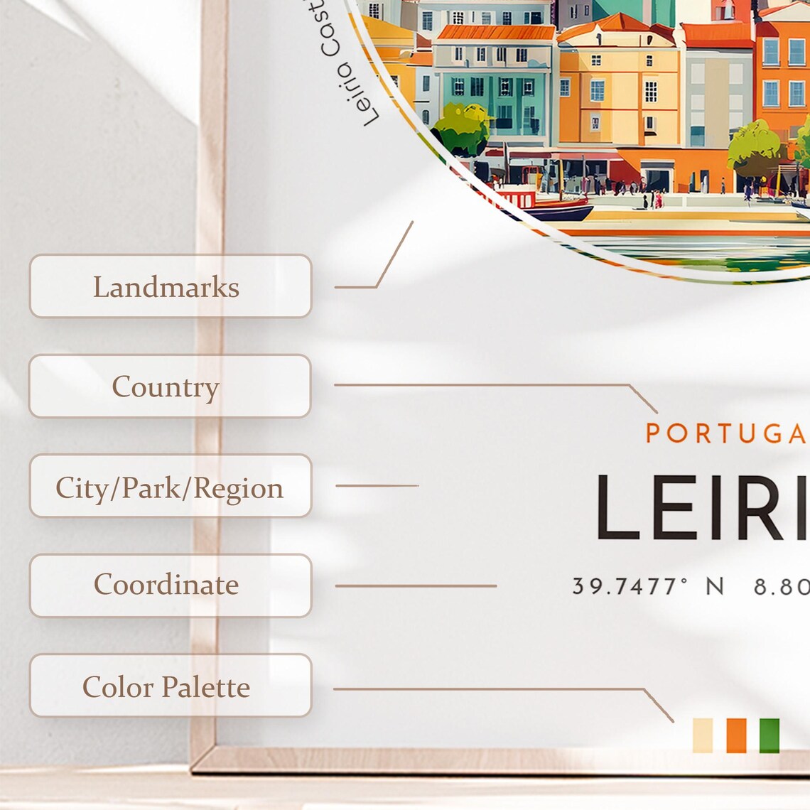 Leiria City Poster Portugal Travel Print Wall Art Travel Gift Landscape City Art Wall Decor Birthday Gift - Image 2