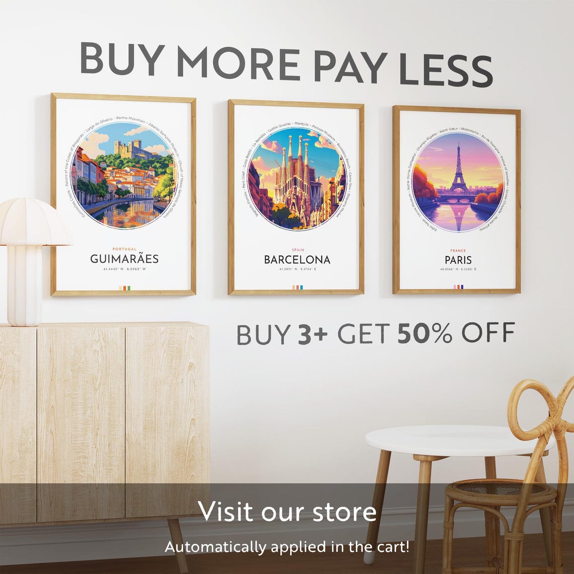Guimaraes City Poster Portugal Travel Print Wall Art Travel Gift Landscape City Art Wall Decor Birthday Gift - Image 3