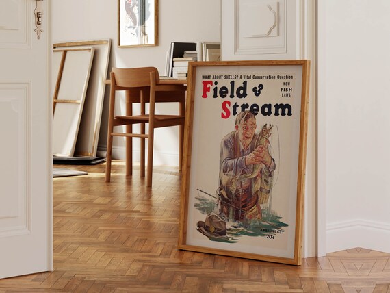 Vintage Fishing Poster, Retro Outdoors Travel Poster