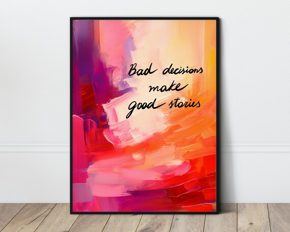 Colorful Quote Print Motivational Wallart Red Orange Lilac Art Vibrant Home Decor Dopamine Interior