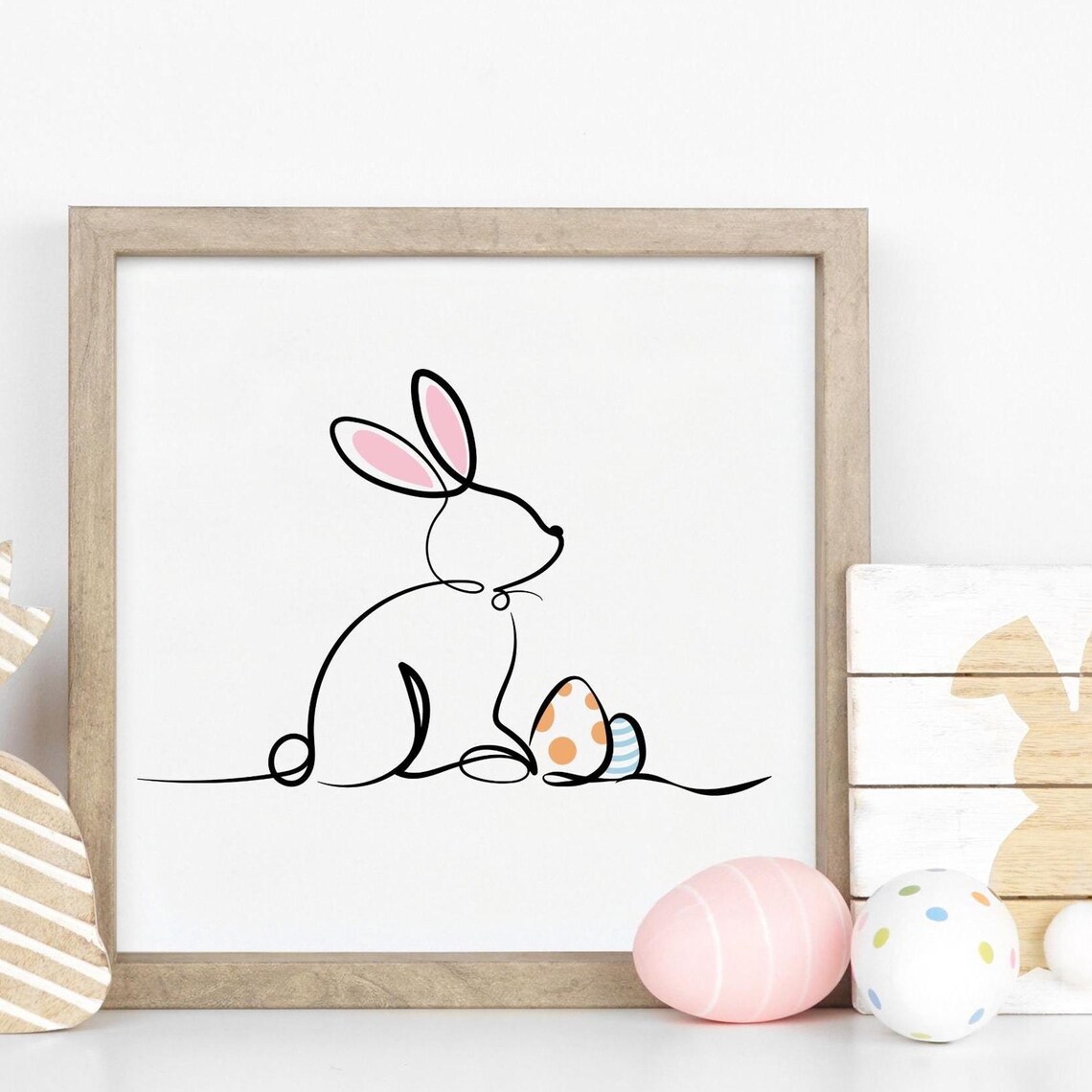 Easter Bunny Line Art, Minimalist Nursery Decor - Image 2