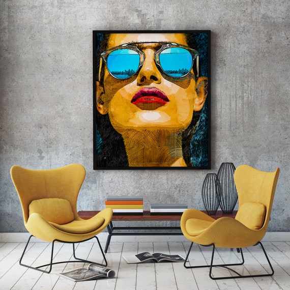 Girl With Sun Glasses Poster Summer Wall Decor Art Modern Minimalist Pop