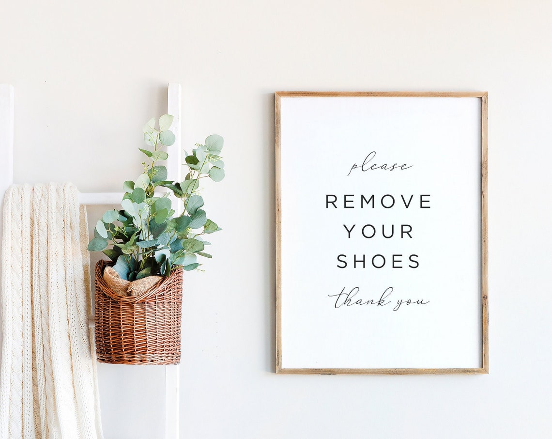 Please Remove Your Shoes Entryway Sign Modern Farmhouse Poster
