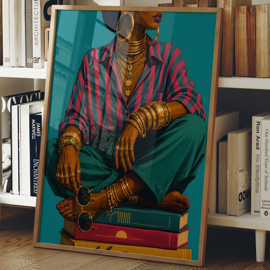 Afrocentric Maximalist Book Lover Art Print