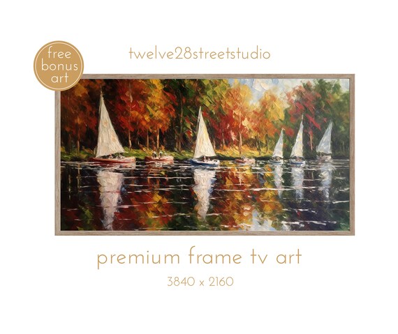 Frame Tv Art Summer Coastal Sailboats Ocean Painting Sailboat Artwork Nautical Tv Art 169 Ratio Instant Perfect Addition