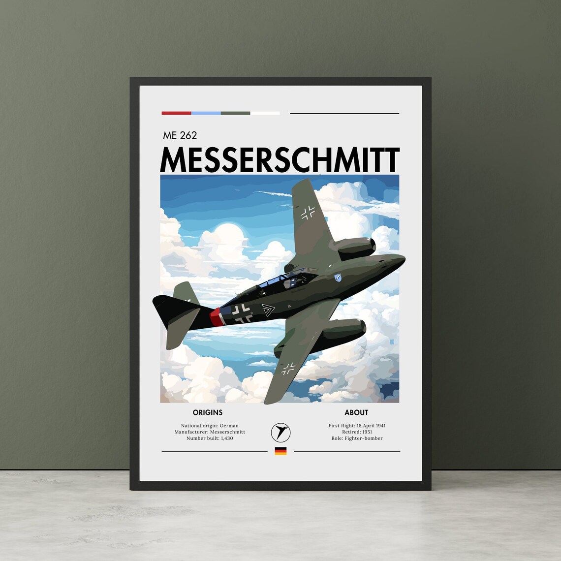 Messerschmitt Me 262 WWII Aviation Art Print