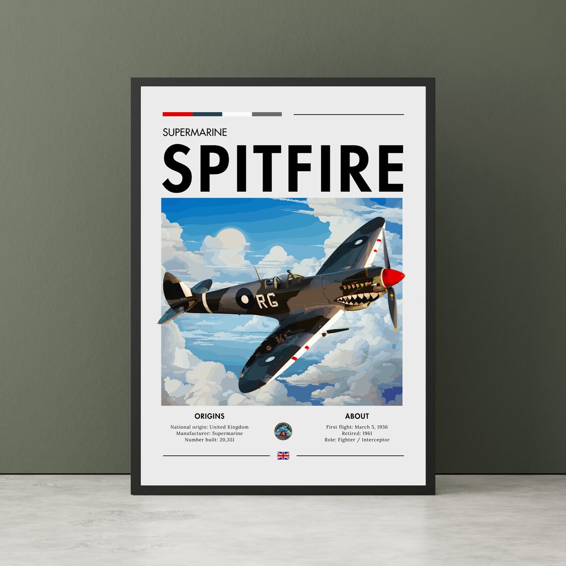 Supermarine Spitfire WWII Aviation Art Poster