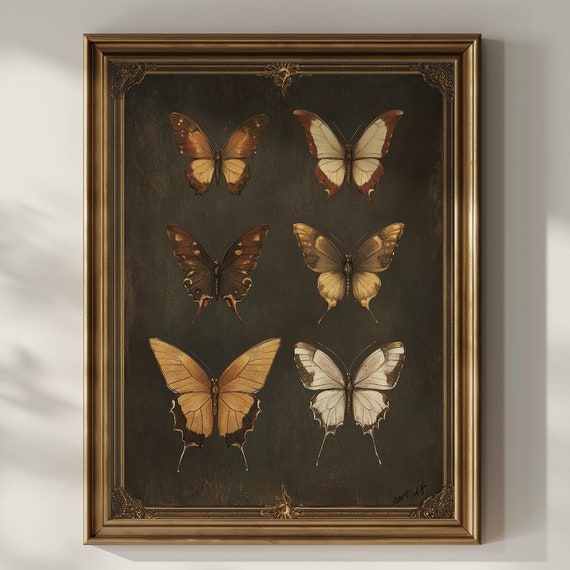 Butterfly Wall Art Luna Moths Insect Entomology Dark Academia Art Goth Vintage Wall Decor Entomologist Gift