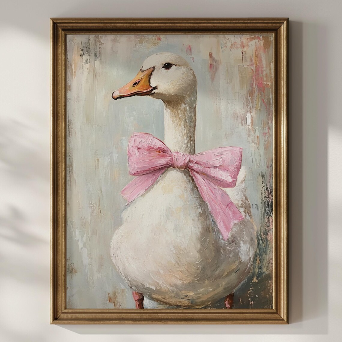 Silly Coquette Goose, Vintage Oil Painting Art Print