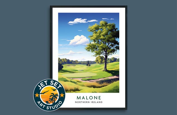 Malone Golf Club Course Poster Print Northern Ireland Wall Art Framed Unframed Canvas Gift