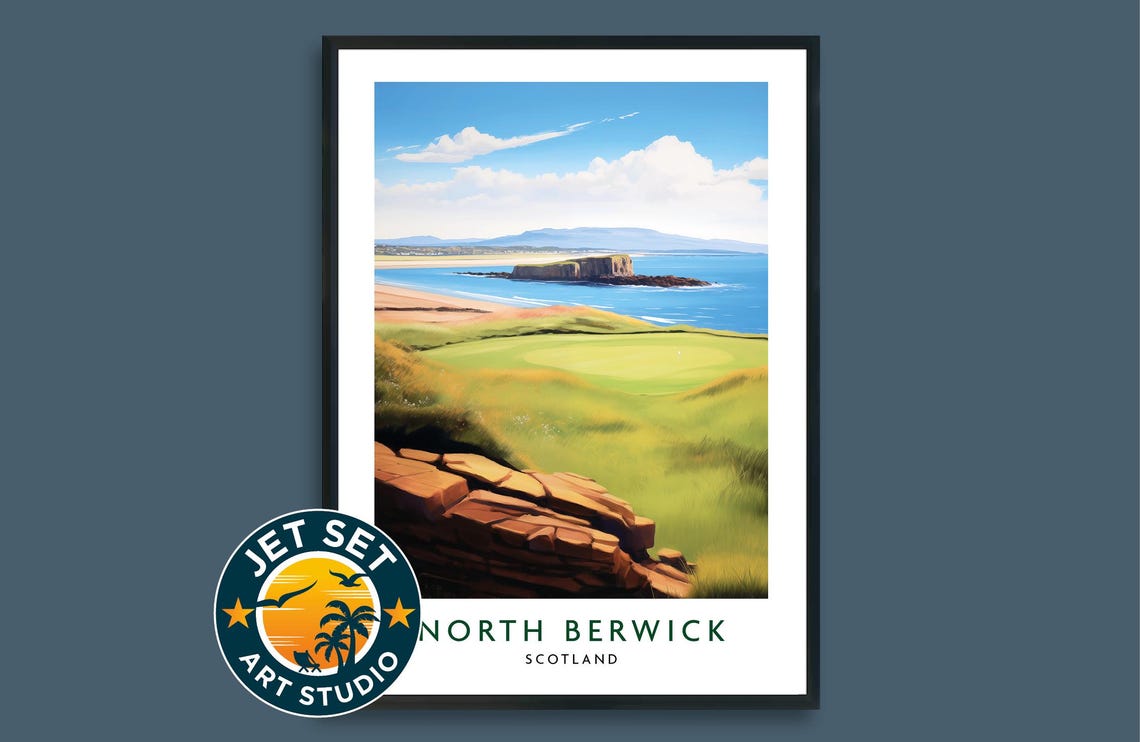 North Berwick Golf Course Poster Print Scotland Wall Art Framed Unframed Canvas Gift
