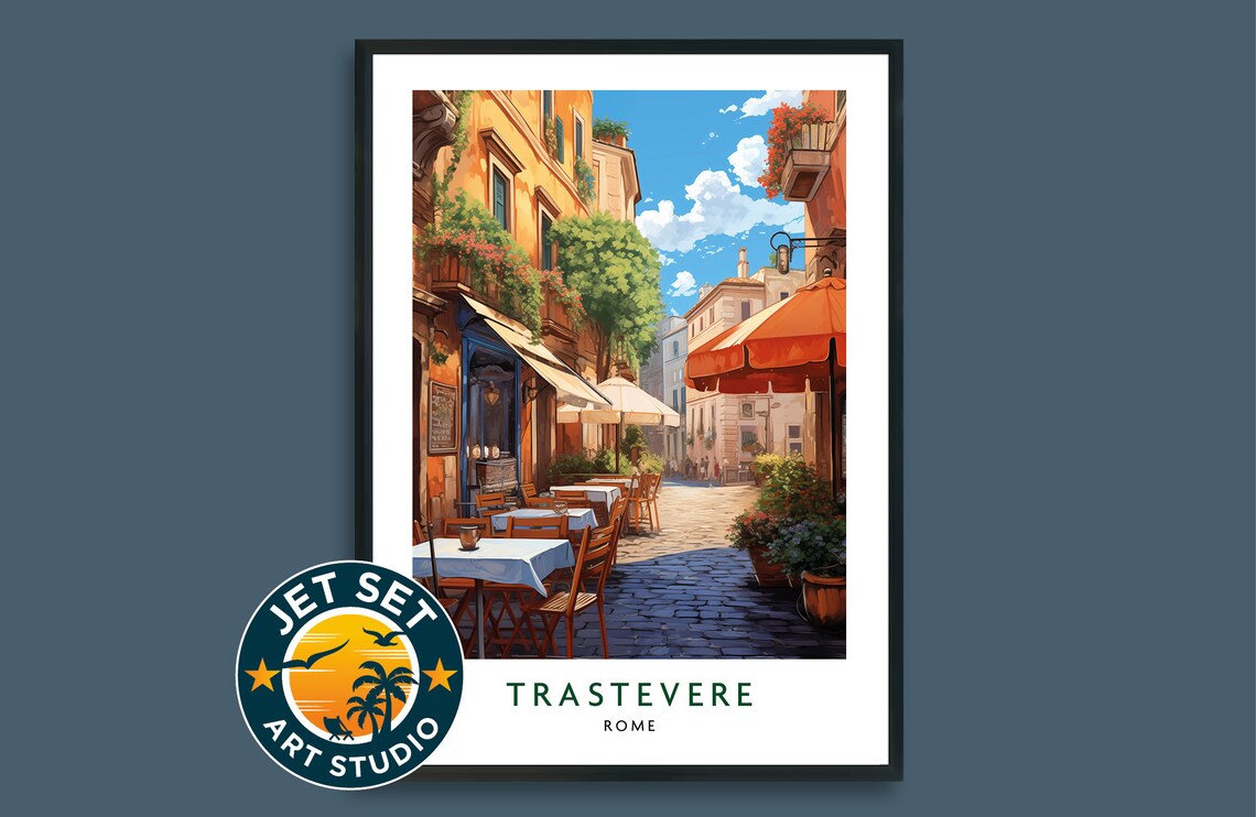 Trastevere Rome Italy Travel Poster, City Poster