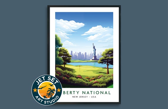 Liberty National Golf Course Poster Print Wall Art Framed Unframed Canvas Gift