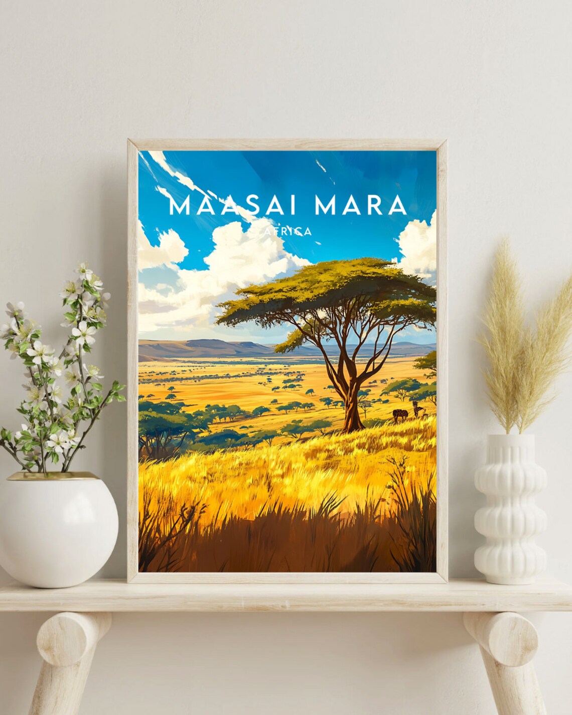Maasai Mara Africa Golden Savanna Acacia Tree Wildlife Travel Poster - Image 4