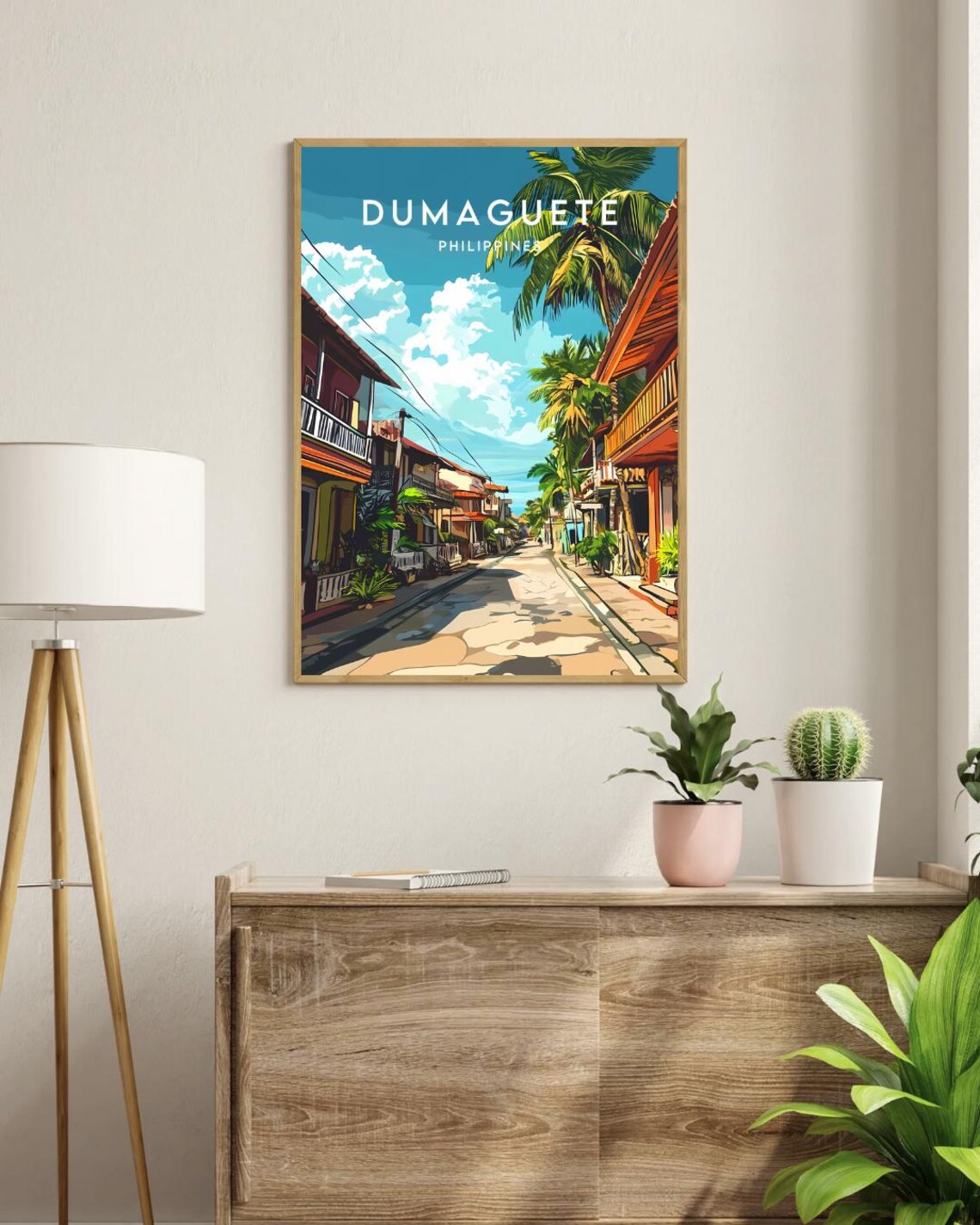Dumaguete Philippines Palm Lined Street Tropical Travel Poster - Image 3