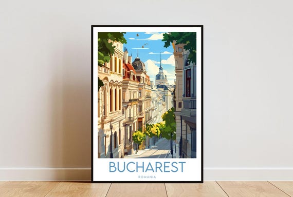 Bucharest Travel Poster, Romania Europe Wall Art