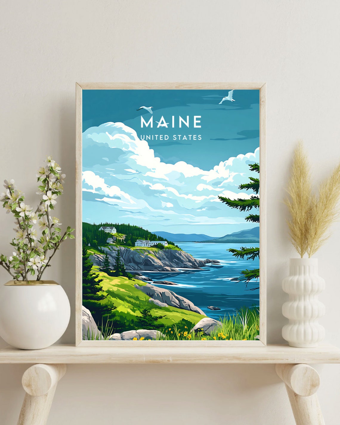 Maine Travel Print United States Maine Poster America Poster Travel Wall Art America Print Maine Usa United States Of America Print - Image 4