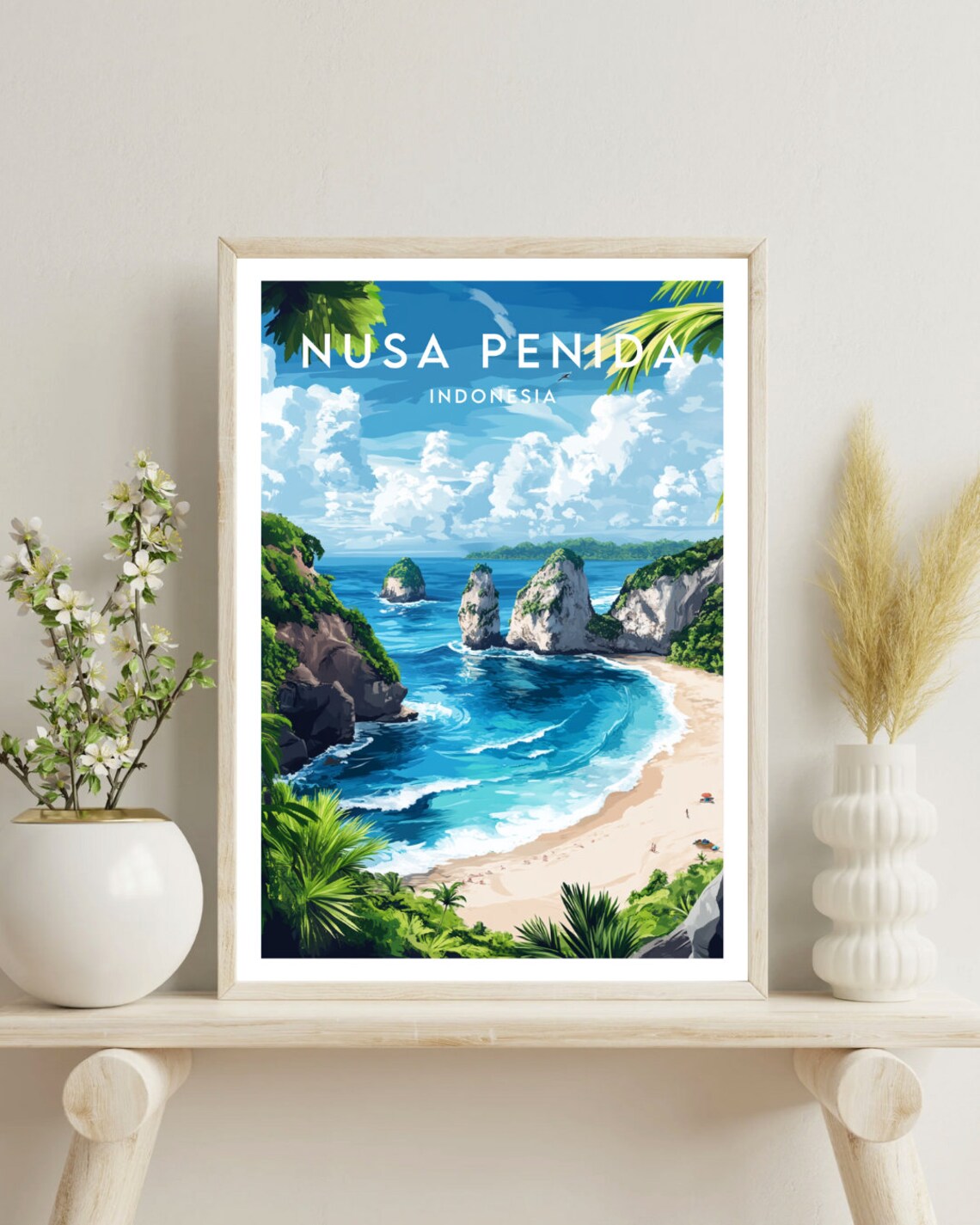 Nusa Penida Indonesia Cliff Beach Turquoise Cove Travel Poster - Image 4