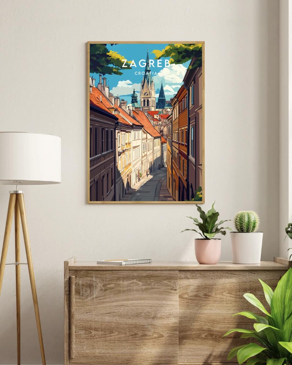 Zagreb Croatia Historic Old Town Cathedral Street Travel Poster - Image 3