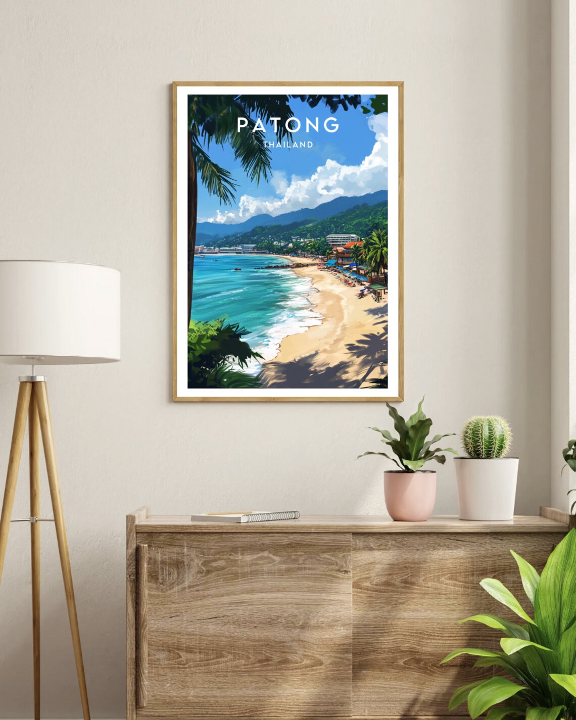 Patong Thailand Sandy Beach Palm Trees Turquoise Bay View Poster - Image 3