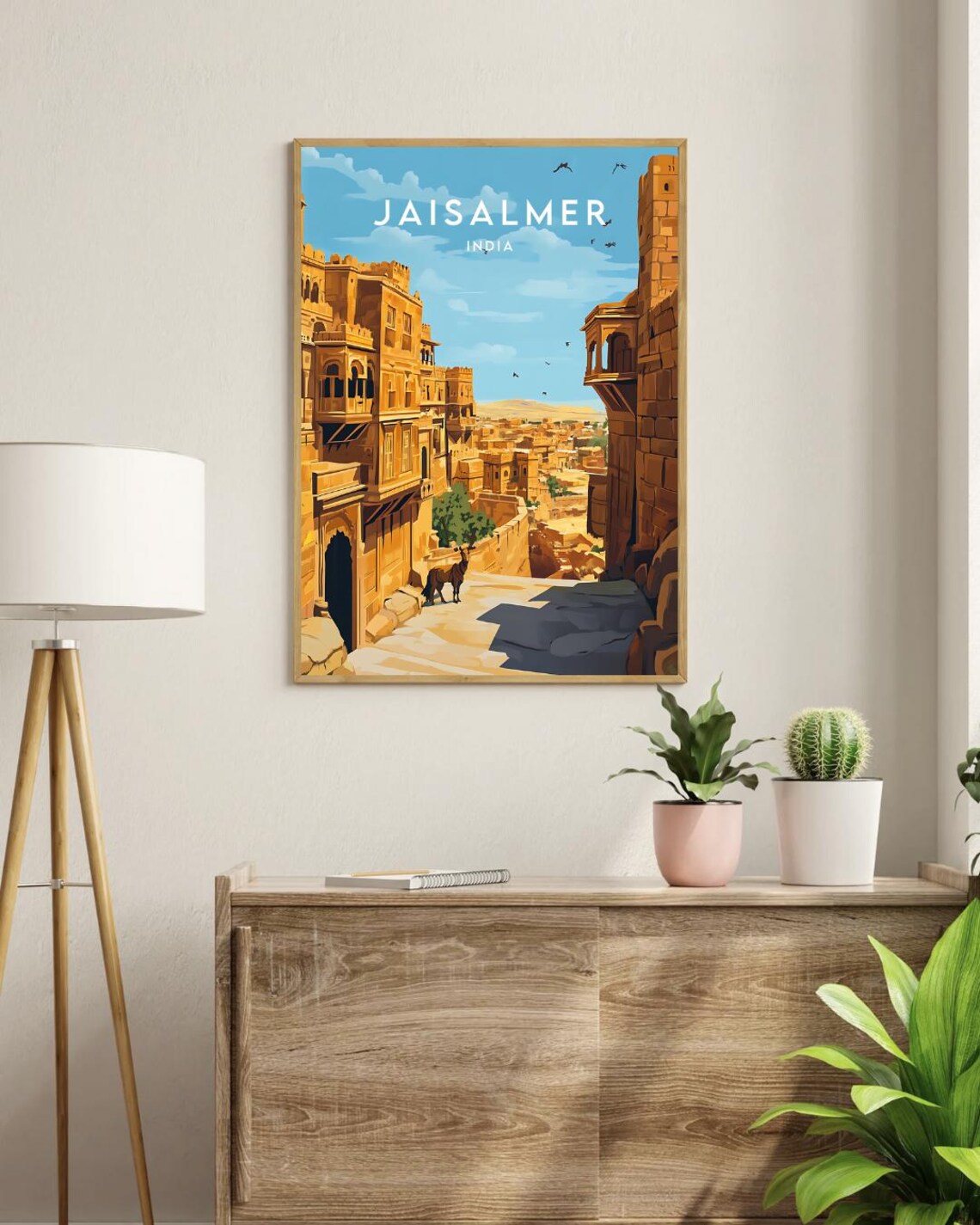 Jaisalmer India Golden Sandstone Haveli Desert Vintage Travel Poster - Image 3