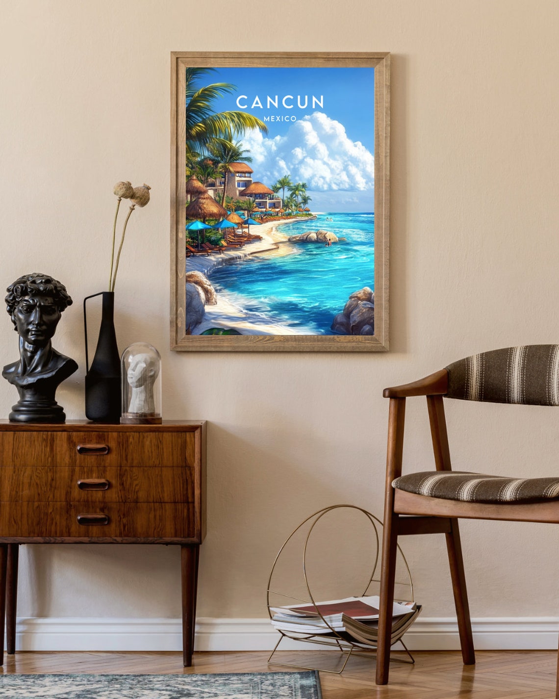 Cancun Mexico Tropical Beach Resort Turquoise Water Travel Poster - Image 2