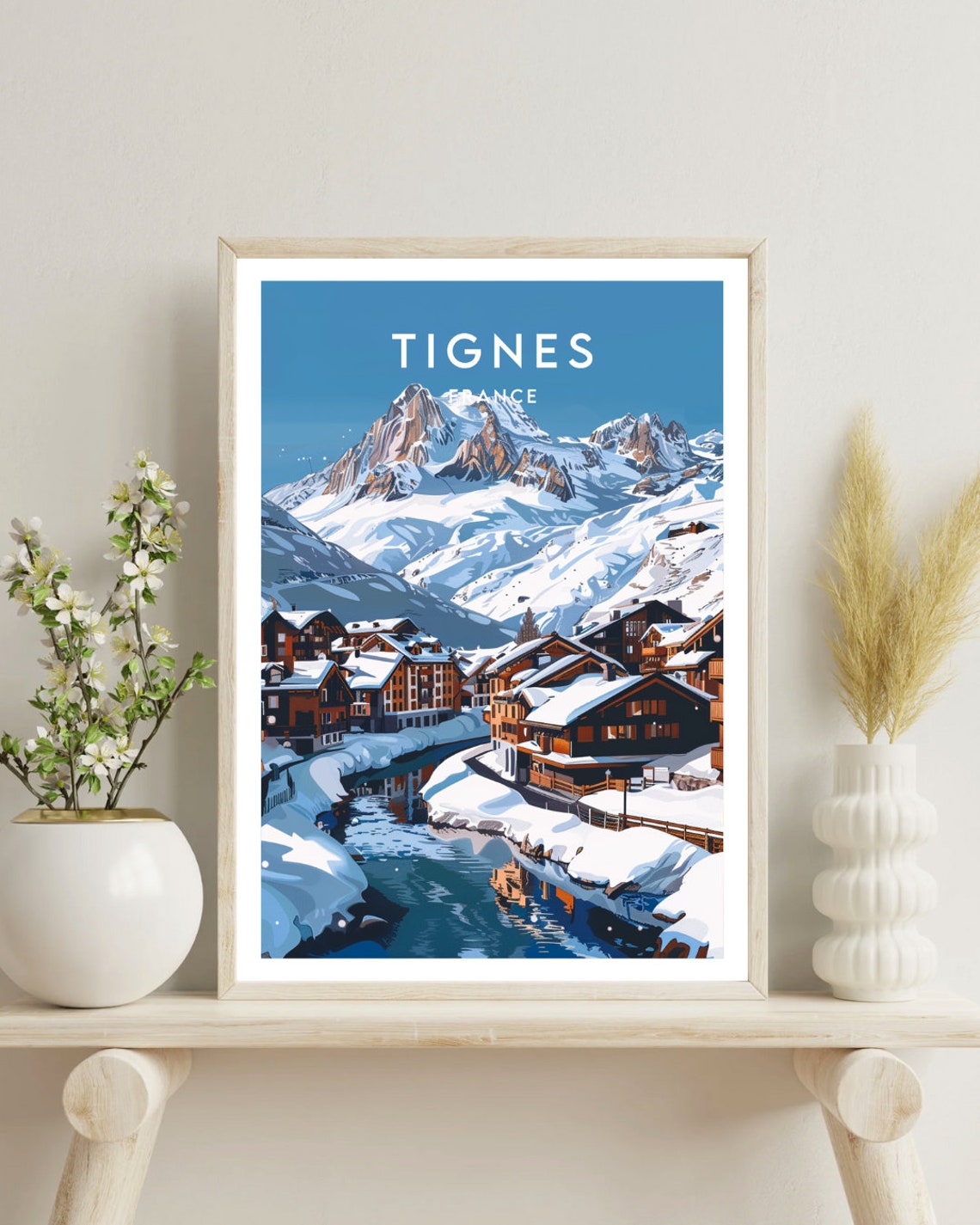 Tignes Travel Print France Tignes Poster France Poster Travel Wall Art France Print Poster France Europe Tignes Skiing Wall Art - Image 4