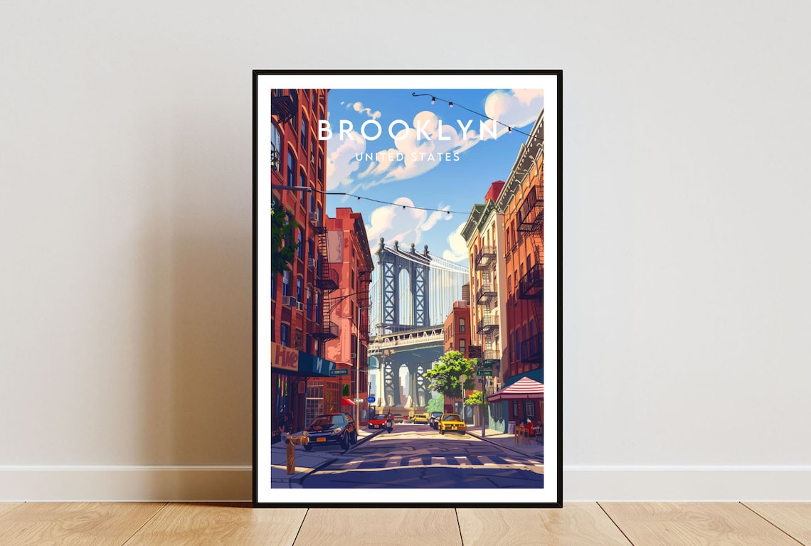 Brooklyn Travel Poster, New York City Wall Art
