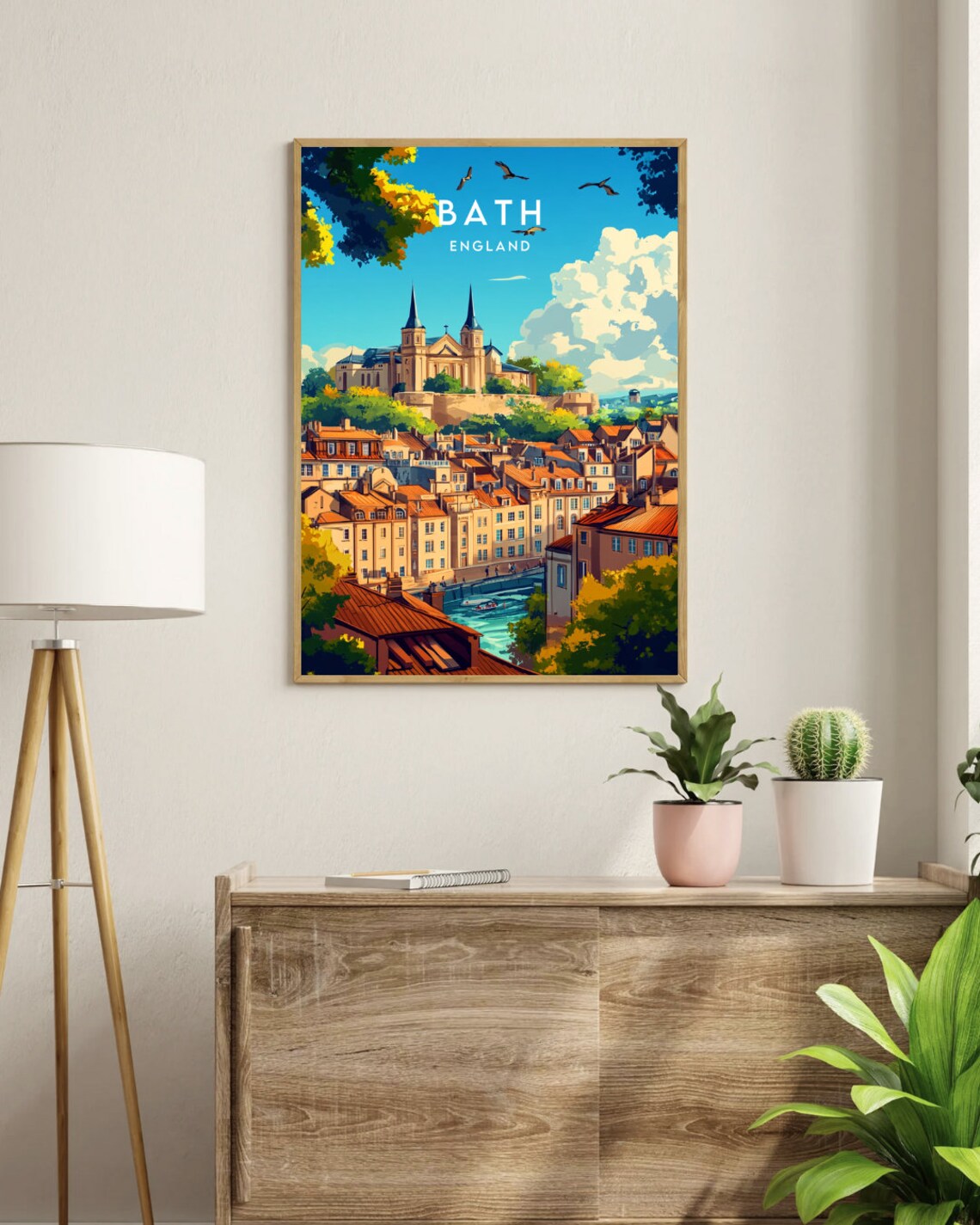 Bath Georgian City River Abbey Skyline England Travel Poster - Image 3