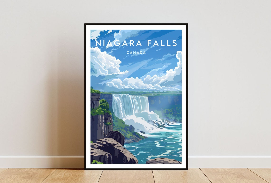 Niagara Falls Canada Horseshoe Falls Mist View Vintage Travel Poster