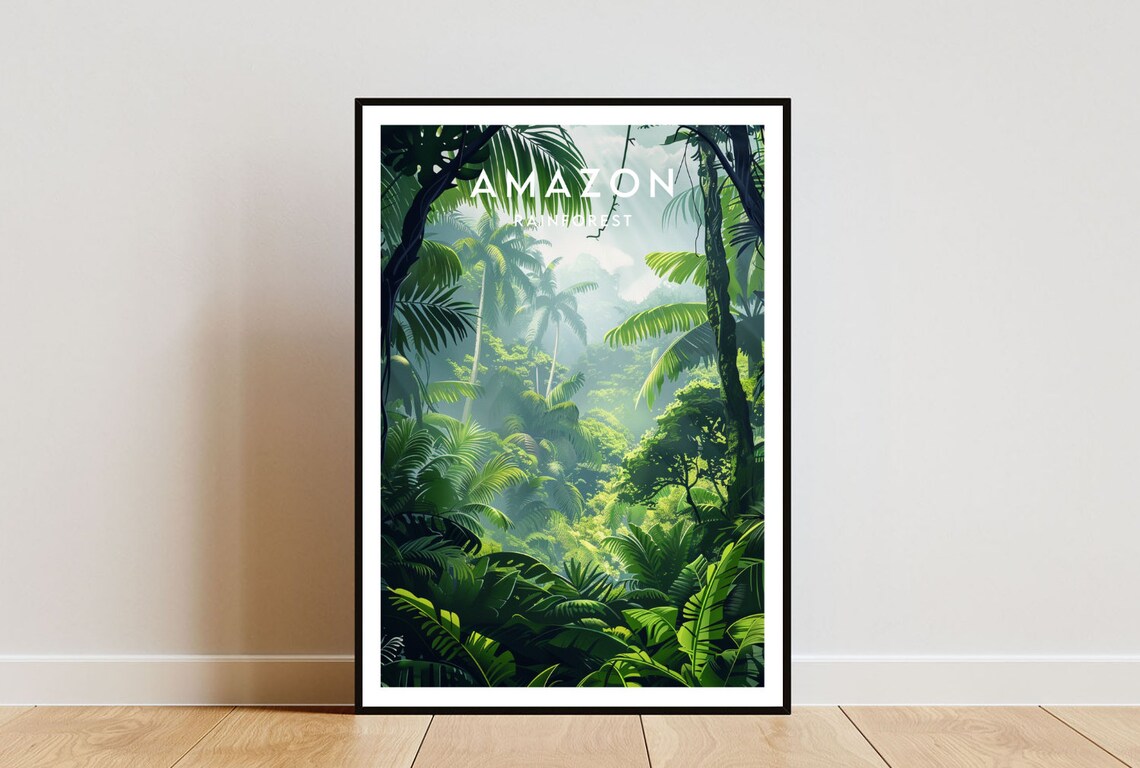 Amazon Rainforest Lush Jungle Nature Travel Art South America Poster