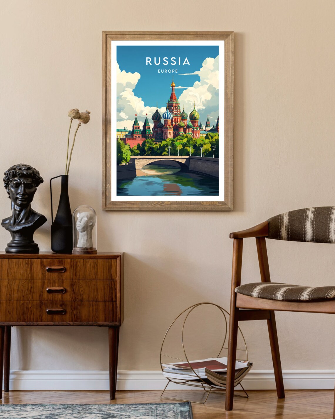 Russia St Basil Cathedral Moscow Skyline Vintage Travel Poster - Image 2