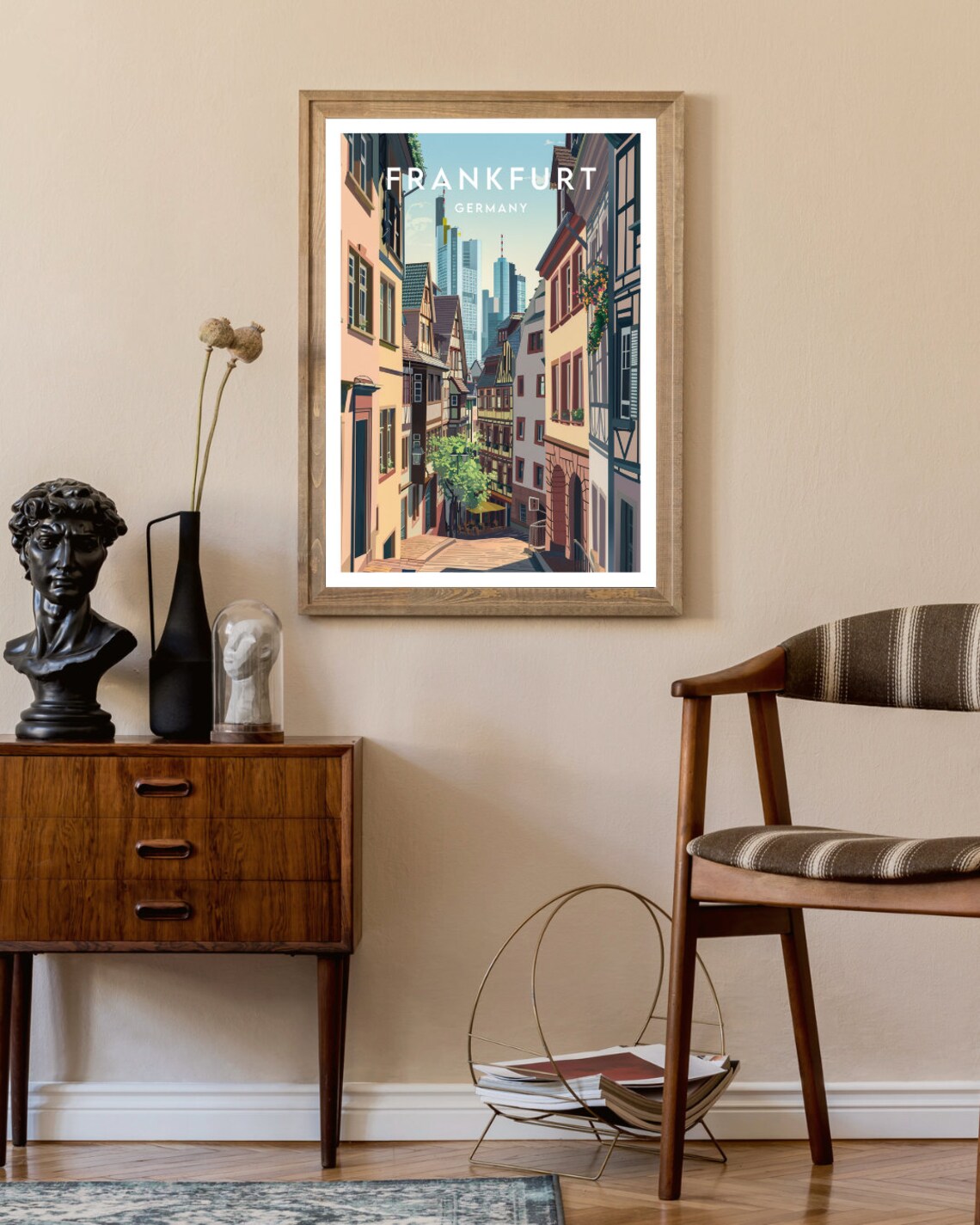 Frankfurt Germany Old Town Street Modern Skyline Travel Poster - Image 2