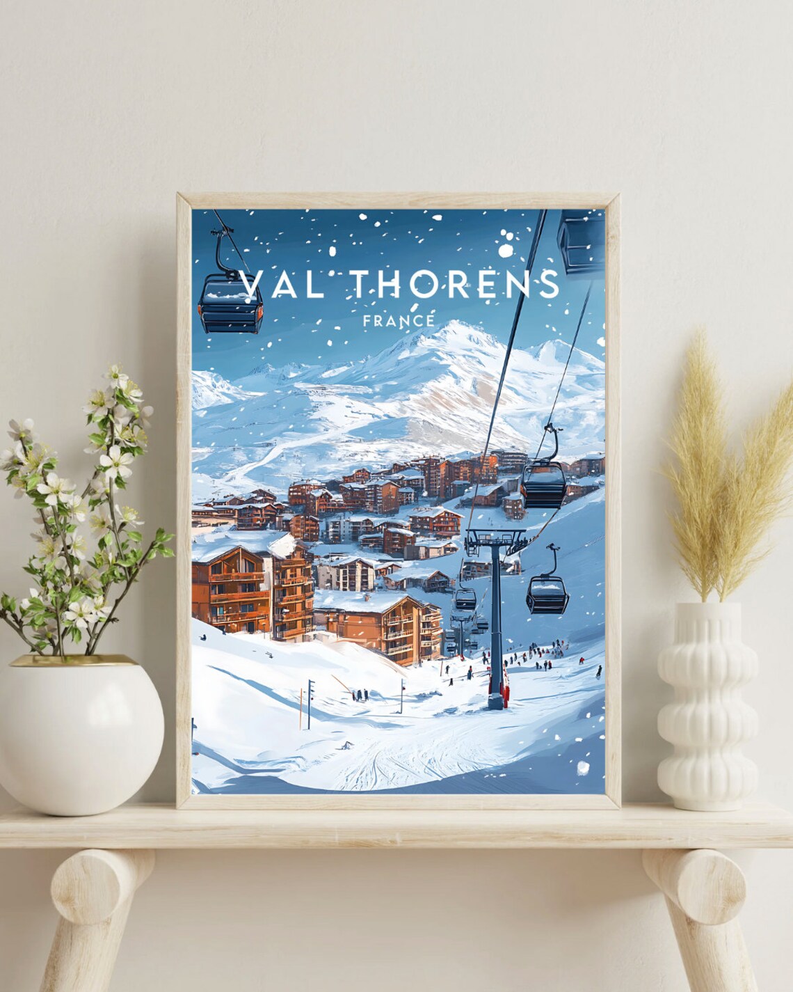 Val Thorens France Ski Resort Gondolas and Peaks Travel Poster - Image 4