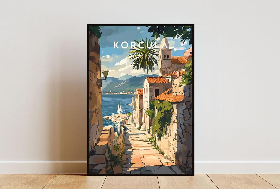Korcula Travel Print Croatia Korcula Poster Croatia Poster Travel Wall Art Croatia Print Croatia Korcula Wall Art Croatian Print