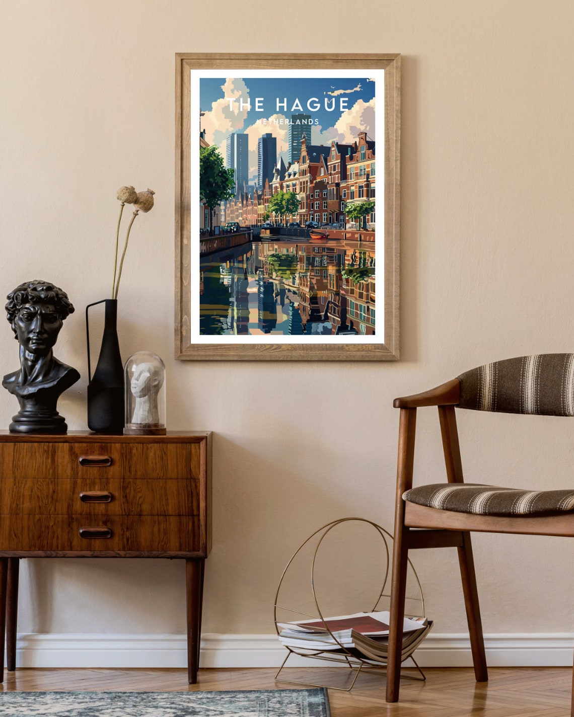 The Hague Netherlands Canal Reflection Historic Gabled Houses Poster - Image 2