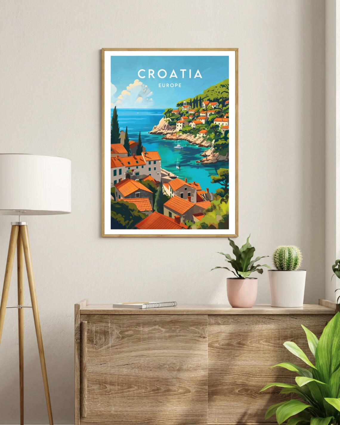 Croatia Europe Dalmatian Coast Red Roof Village Cove Travel Poster - Image 3