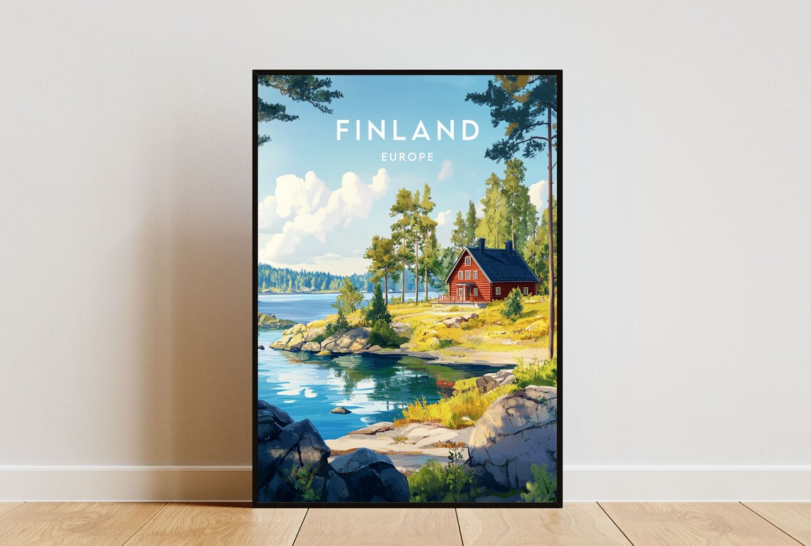 Finland Travel Poster, Europe and Helsinki