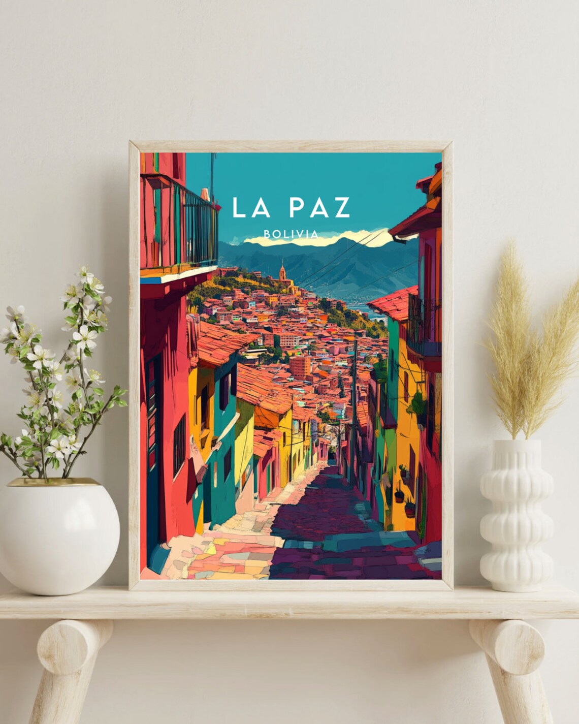 La Paz Bolivia Colorful Hillside Street Valley City Mountain Poster - Image 4