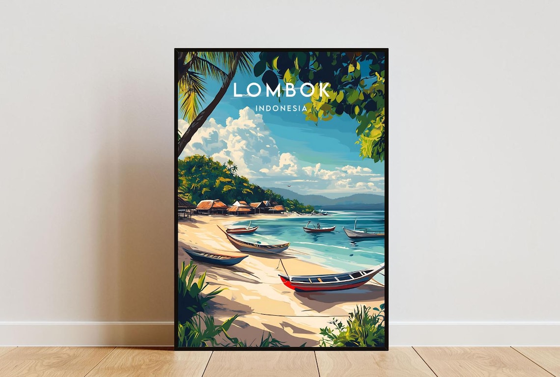 Lombok Travel Poster, Indonesia Wall Art